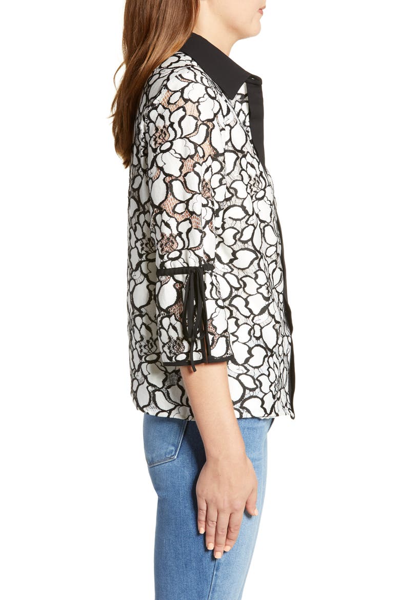 Lace Shirt, Alternate, color, WHITE/ BLACK
