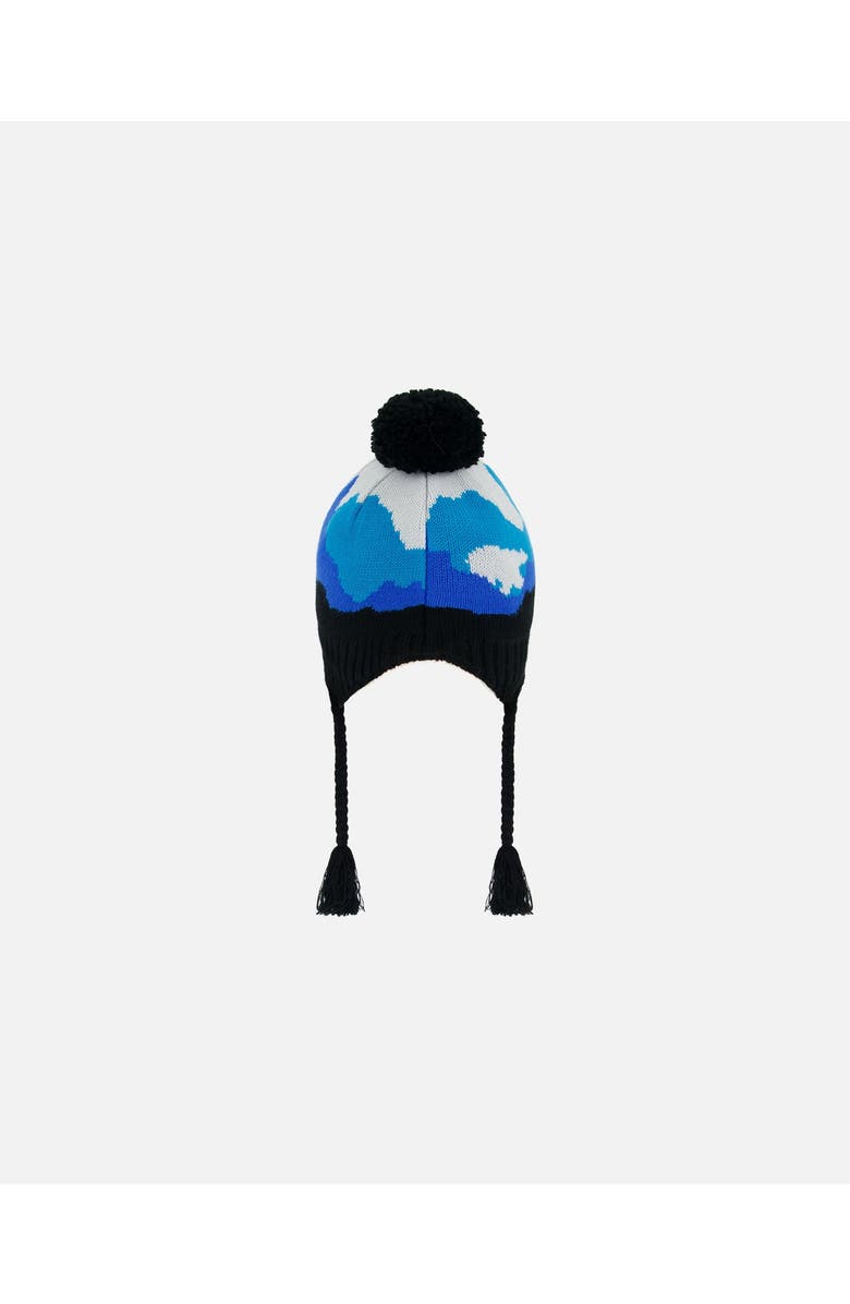 Deux par Deux Boy's Peruvian Knit Hat Royal Blue Bears And Black, Alternate, color,