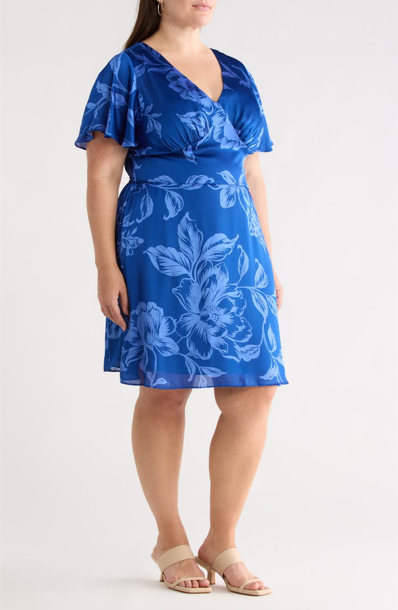 SUGARLIPS Ciara Floral Print Dress, Alternate, color, Navy-Blues