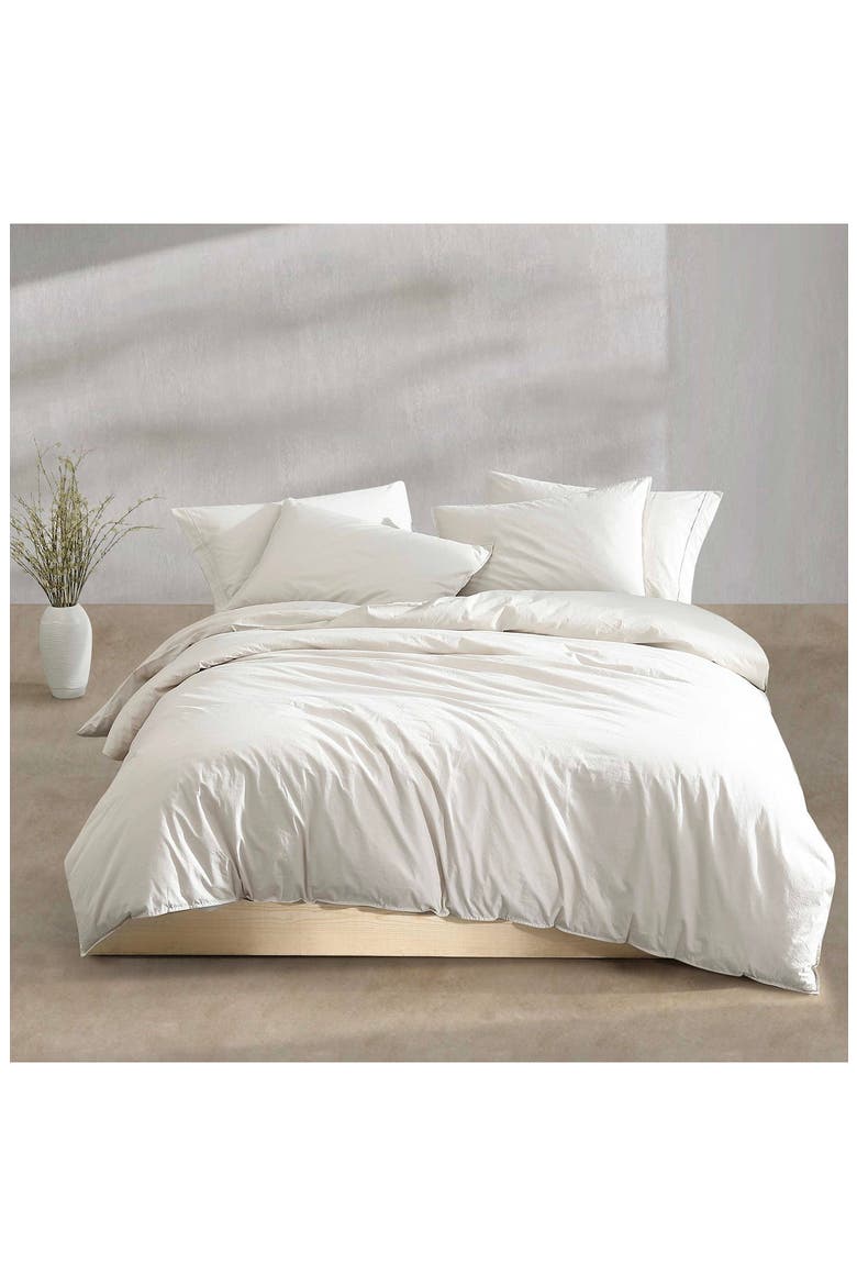Washed Percale Duvet & Shams Set, Alternate, color, BEIGE/ TAN