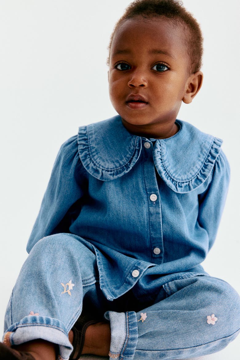 Blouse With Collar, Alternate, color, Denim blue
