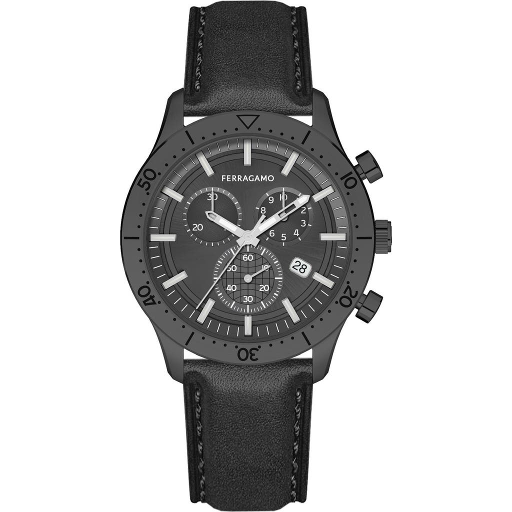 Ferragamo Master Chrono Strap Watch Man Wrist Watch Black Size - Calfskin