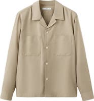 MANGO Long Sleeve Cotton Blend Button-Up Shirt