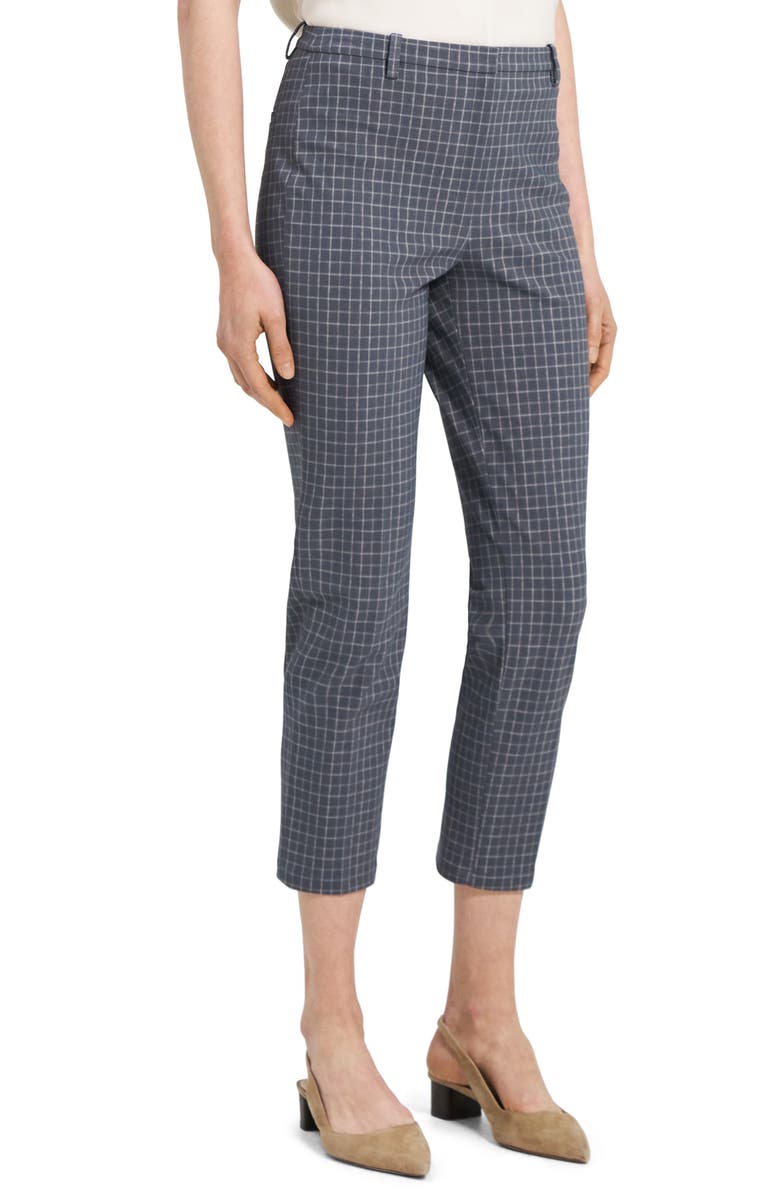 Theory Slim Fit Crop Check Pants, Alternate, color, Grey Multi - B1m