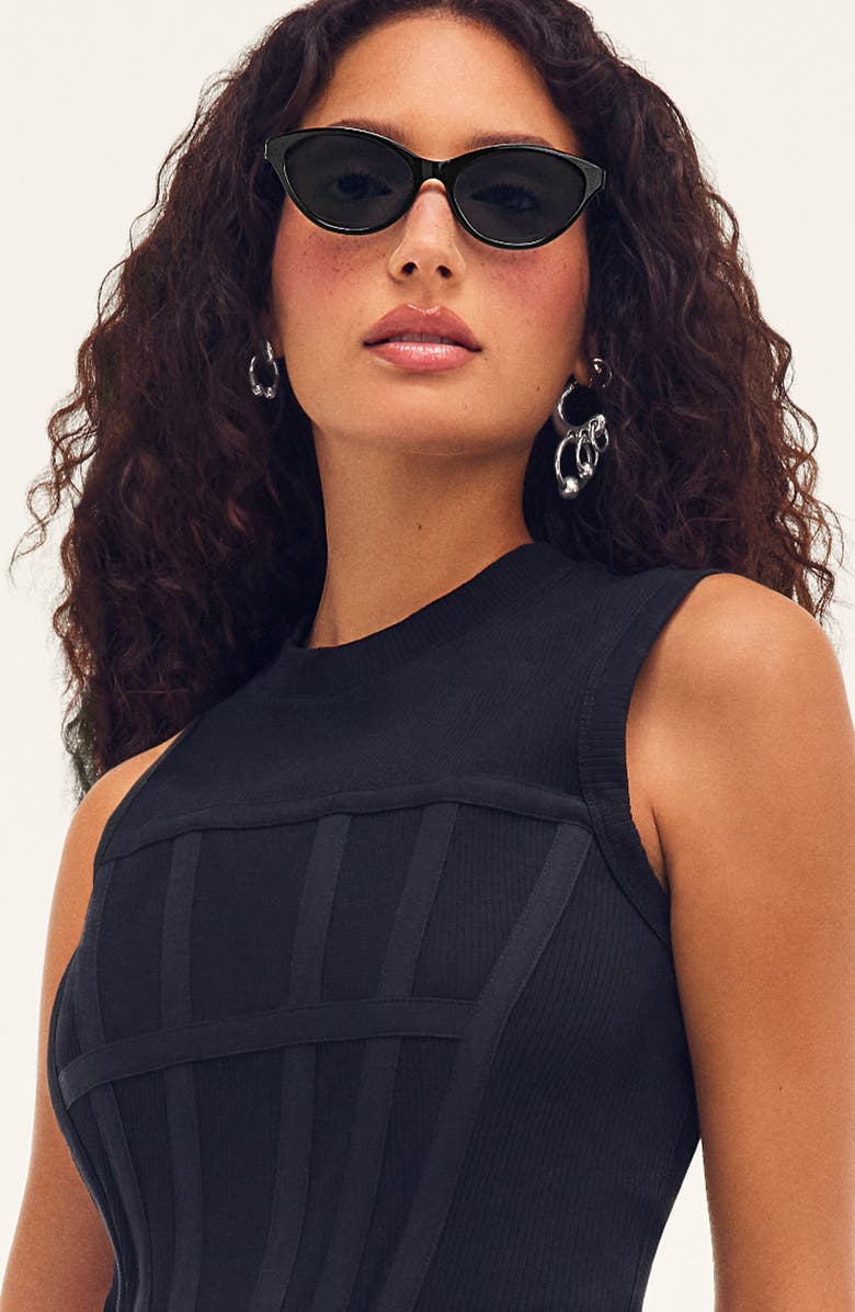 QUAY Talk Nice 55mm Cat Eye Sunglasses, Alternate, color, Black/ Smoke