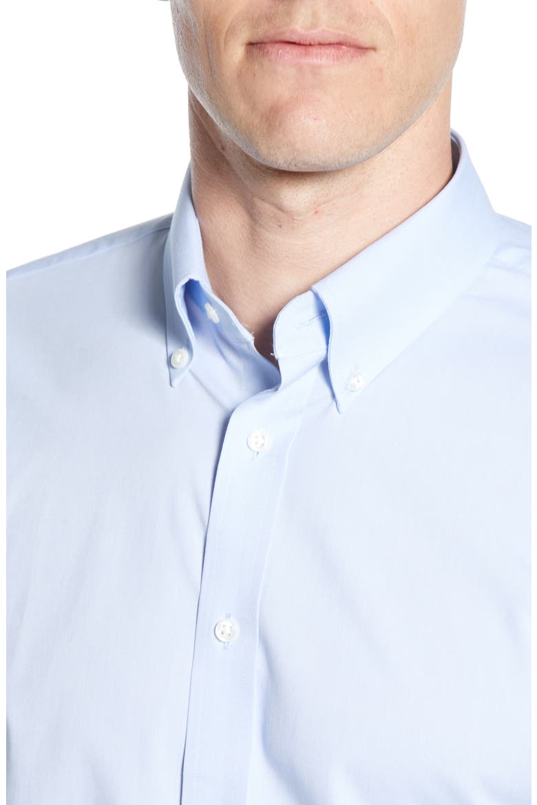 Tech-Smart Trim Fit Stretch Pinpoint Dress Shirt, Alternate, color, BLUE XENON