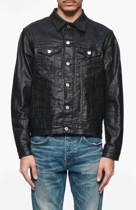 Creased Film Coated Cotton Trucker Jacket