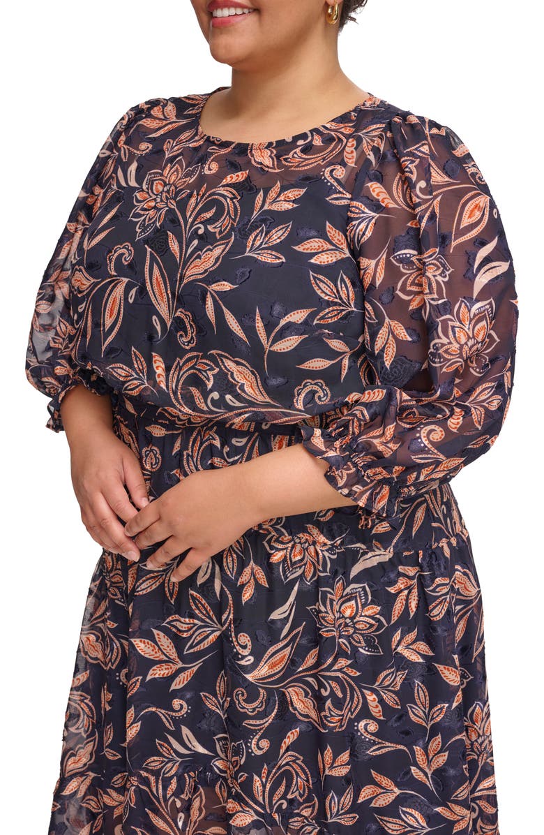 Eliza J High-Low Midi Dress, Alternate, color, Navy