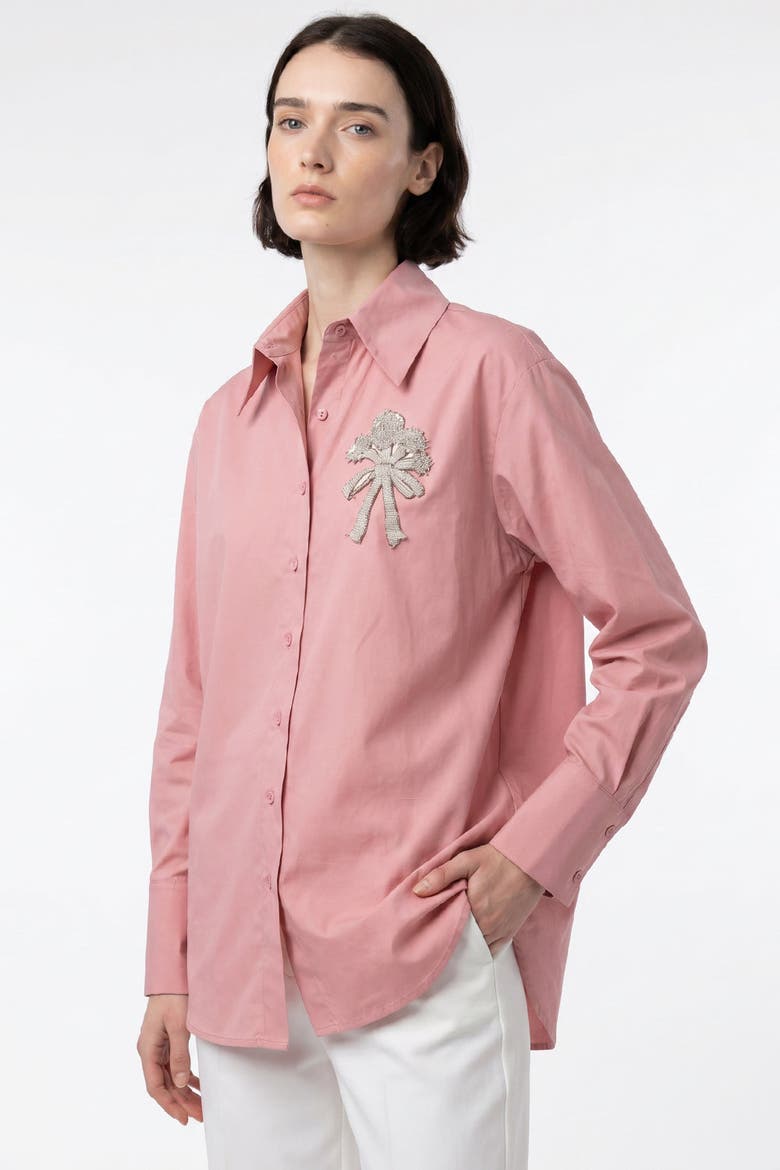 Fauve Long Sleeve Embroidered Cuffed Shirt, Main, color, Pink