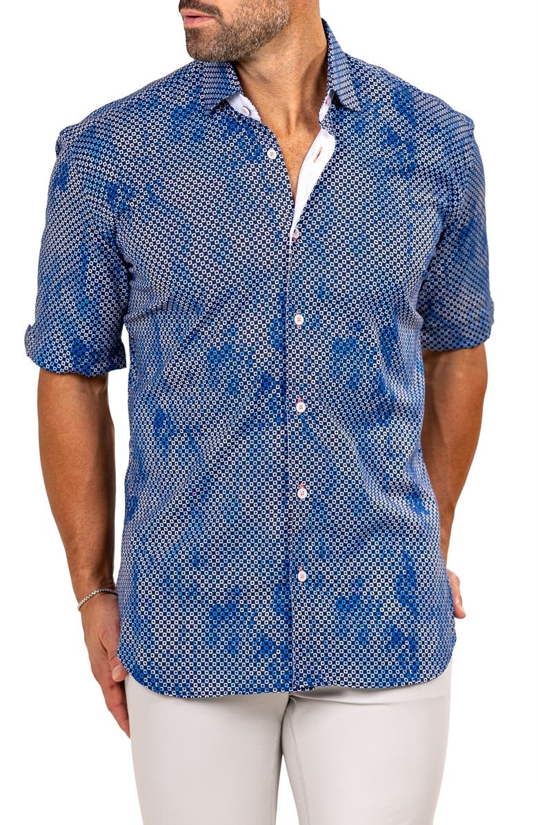 Maceoo Galileo Marthyr0233 Blue Short Sleeve Button-Up Shirt, Alternate, color, Blue