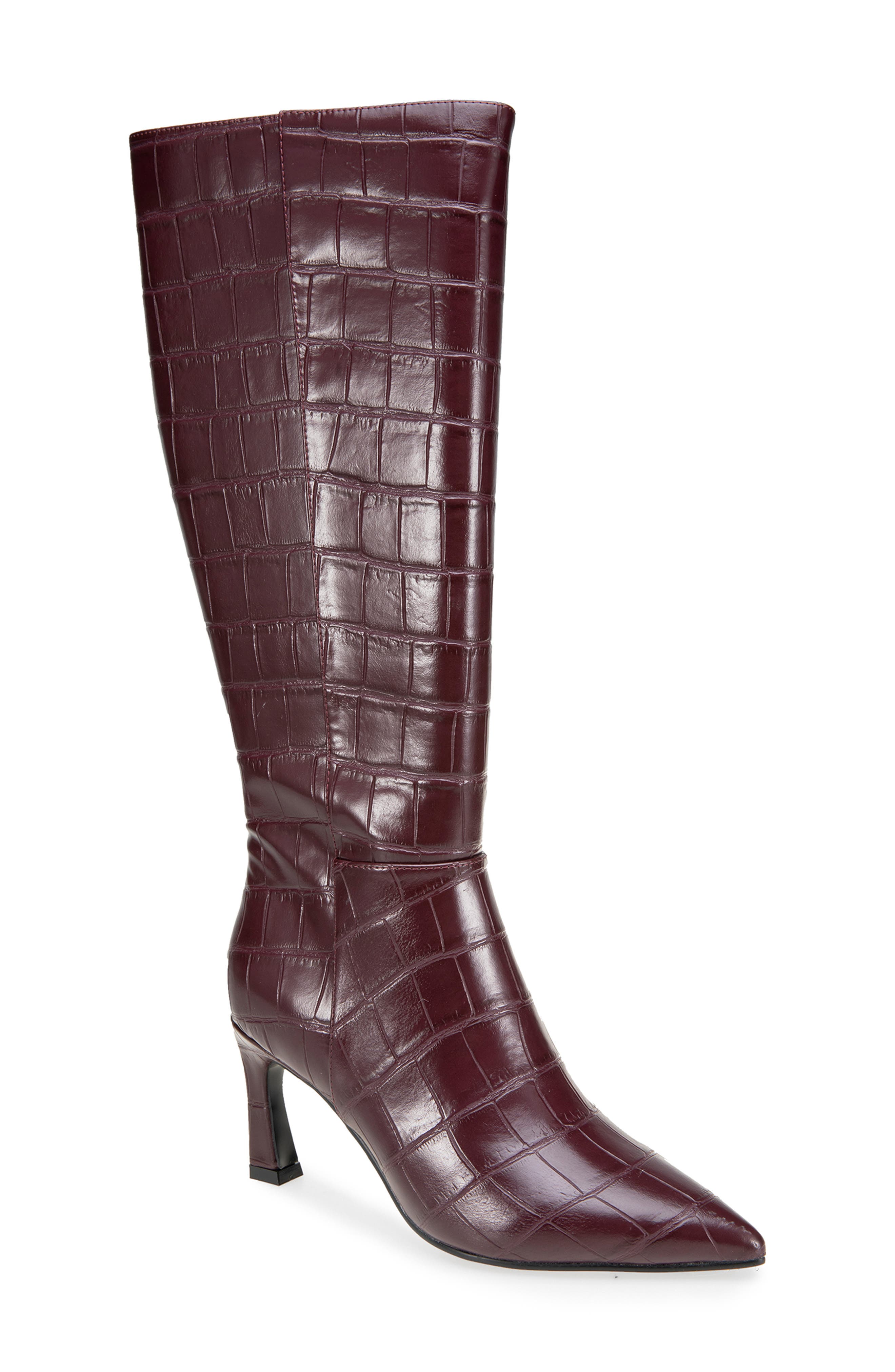 Kyla Croc Embossed Faux Leather Tall Boot