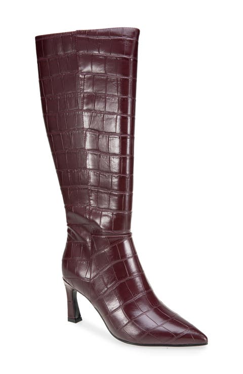 Kyla Croc Embossed Faux Leather Tall Boot