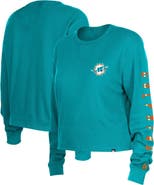 New Era Women's New Era Aqua Miami Dolphins Thermal Crop Long Sleeve T-Shirt