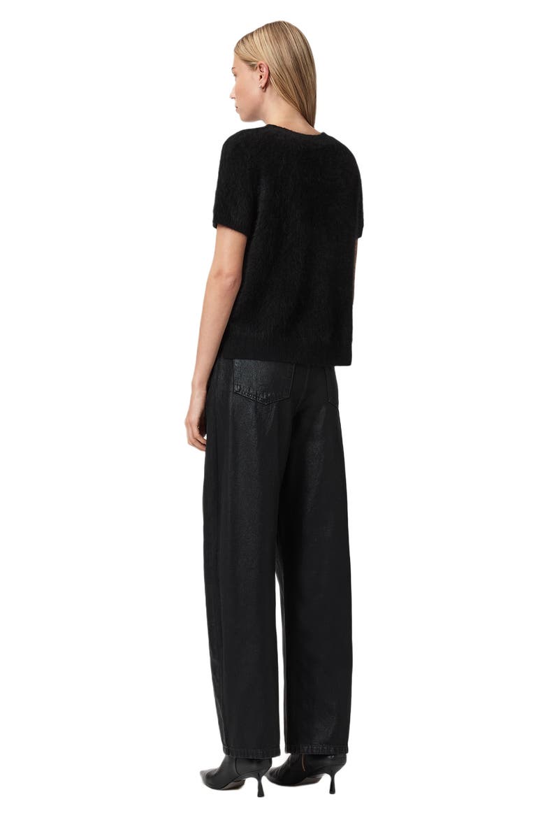 Daria Barrel Leg Jeans, Alternate, color, COATED BLACK