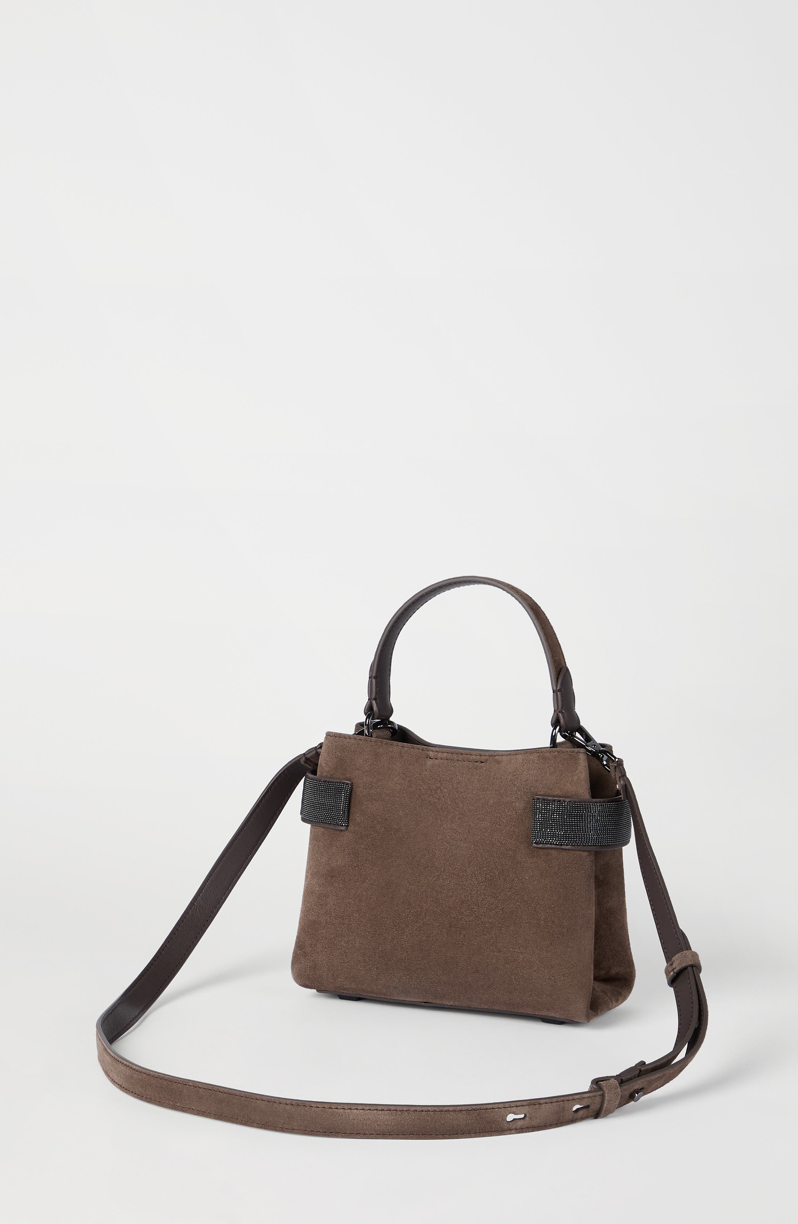 Brunello Cucinelli Small Top-Handle Essence bag, Alternate, color, Brown