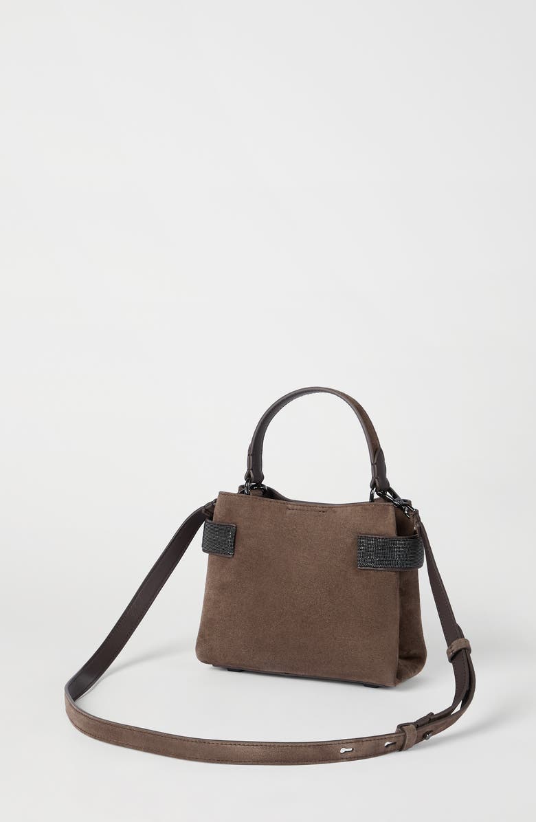 Brunello Cucinelli Small Top-Handle Essence bag, Alternate, color, Brown