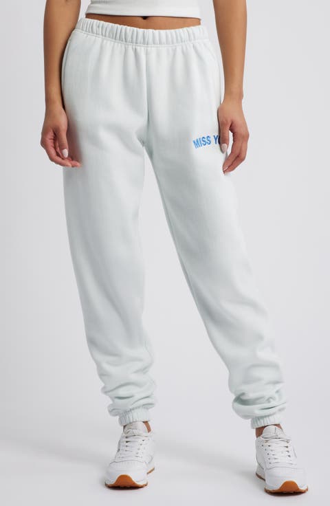 Miss You Embroidered Graphic Sweatpants