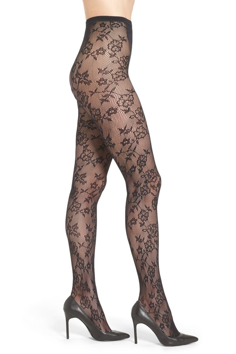 Lace Tights, Main, color, BLACK