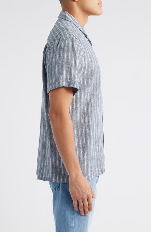 Rails Waimea Stripe Linen Blend Camp Shirt In Blue