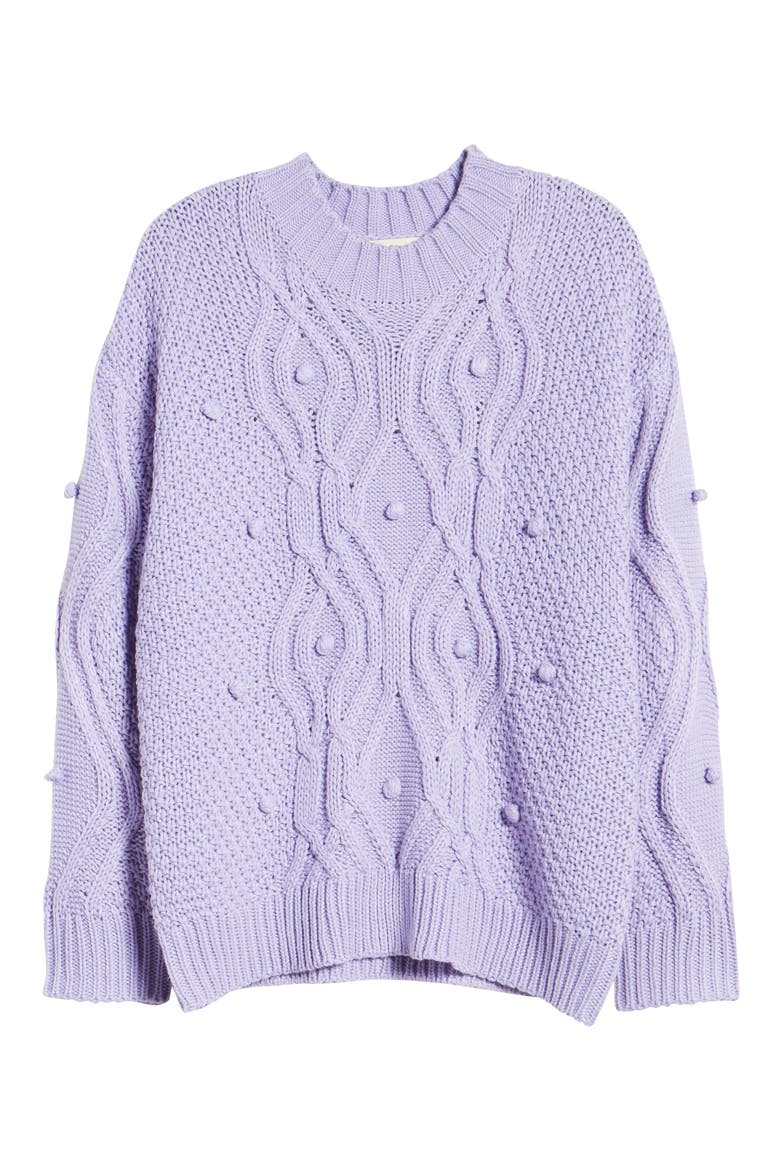 Textured Cable Sweater, Alternate, color, LAVENDER