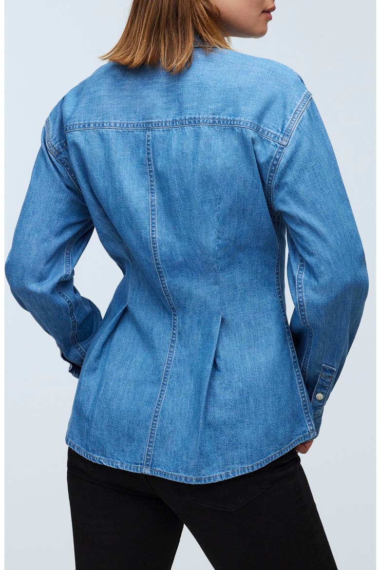 Fitted Denim Button-Up Shirt, Alternate, color, WINNSET WASH