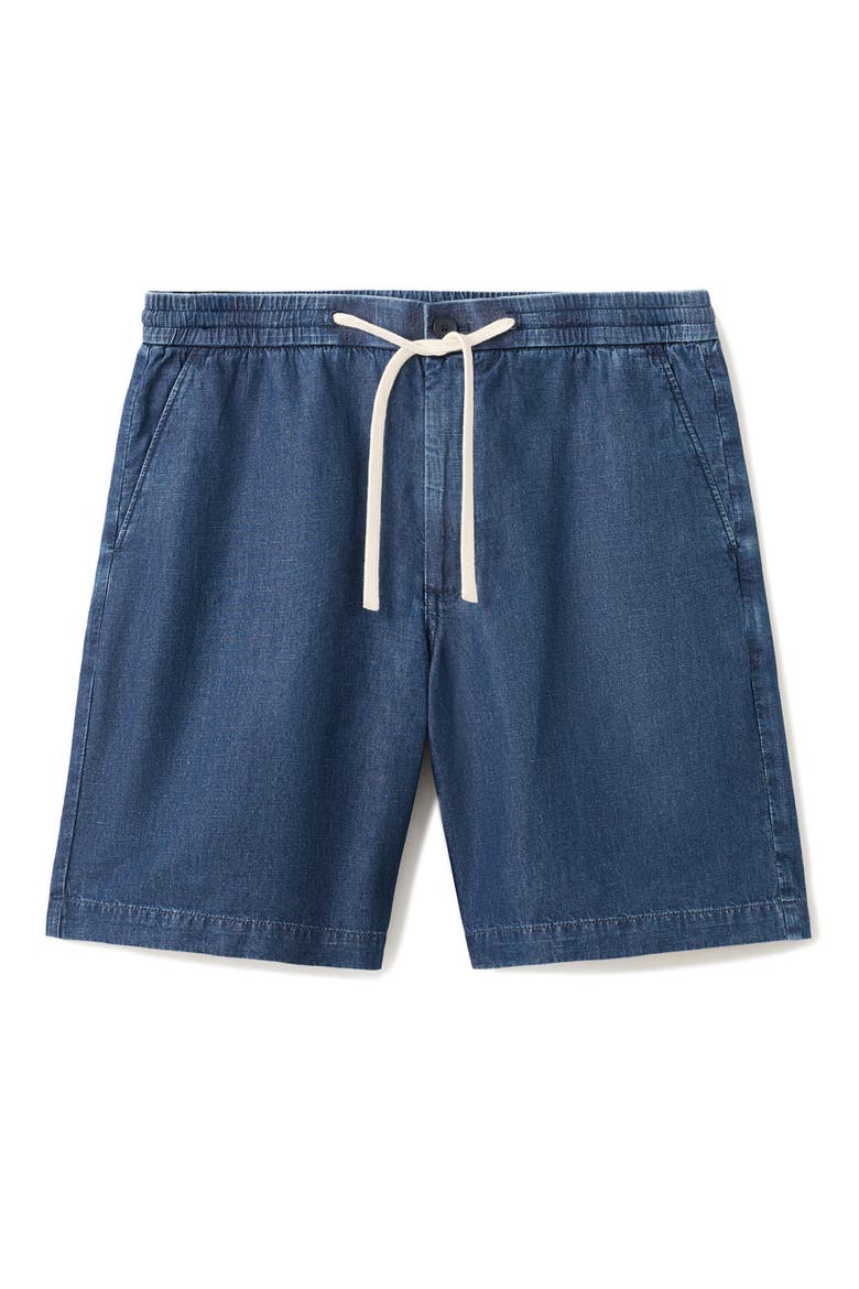 Cotton Blend Drawstring Bermuda Shorts, Alternate, color, DARK BLUE