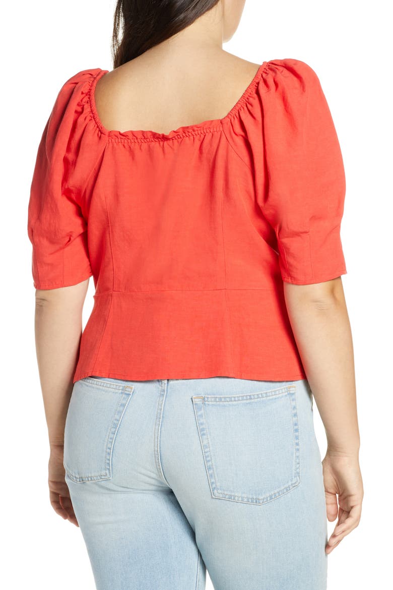 Front Button Fitted Top (Nordstrom Exclusive), Alternate, color, RED POPPY