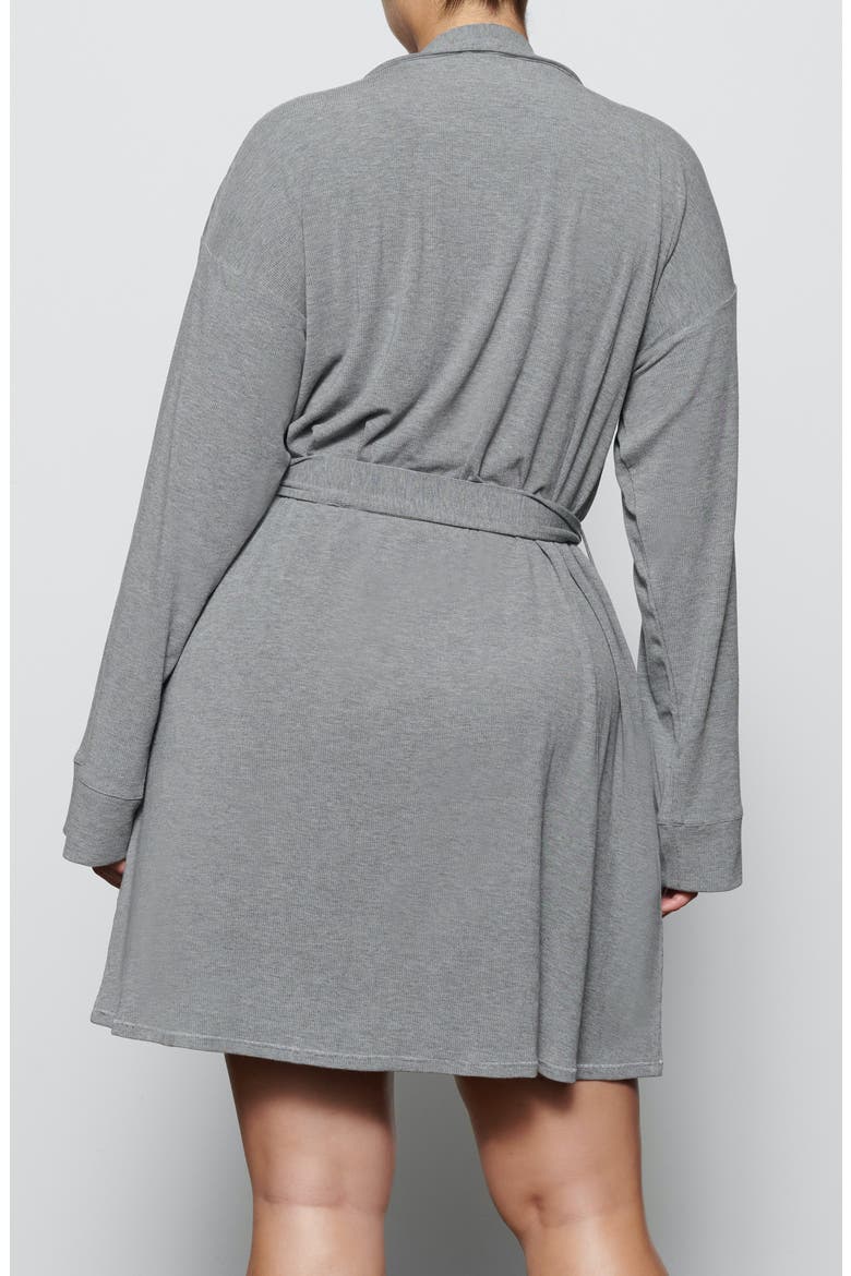 Soft Lounge Short Robe, Alternate, color, HEATHER GREY