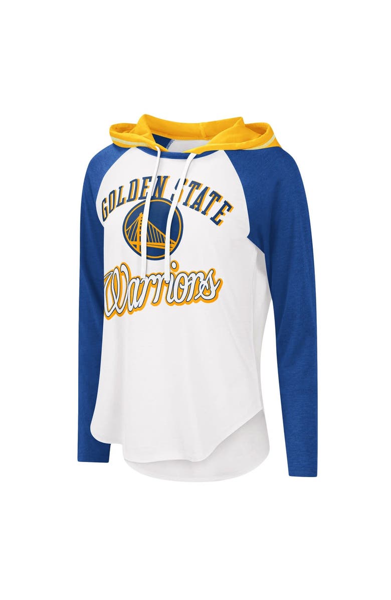 G-III 4HER BY CARL BANKS Women's G-III 4Her by Carl Banks White Golden State Warriors MVP Raglan Hoodie Long Sleeve T-Shirt, Alternate, color, 
