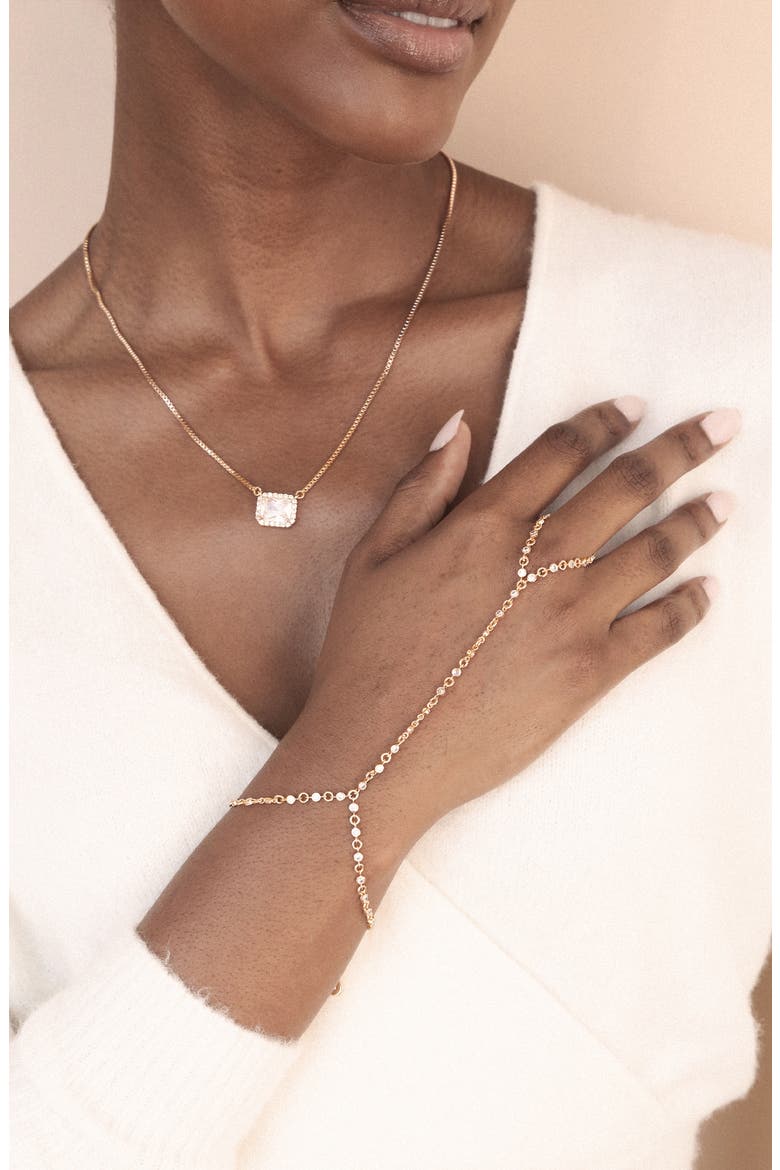 Crystal Bezel Hand Chain, Alternate, color, GOLD