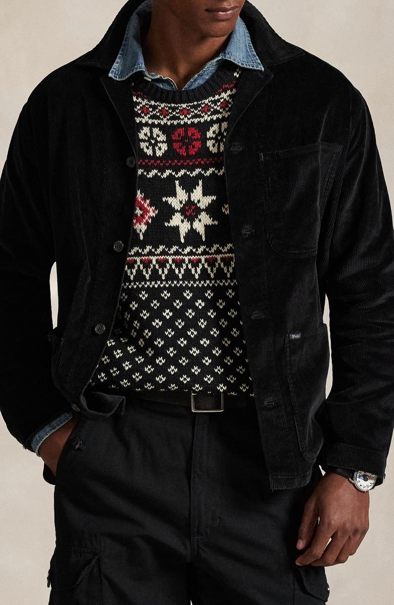 Polo Ralph Lauren Corduroy Utility Overshirt, Alternate, color, Polo Black