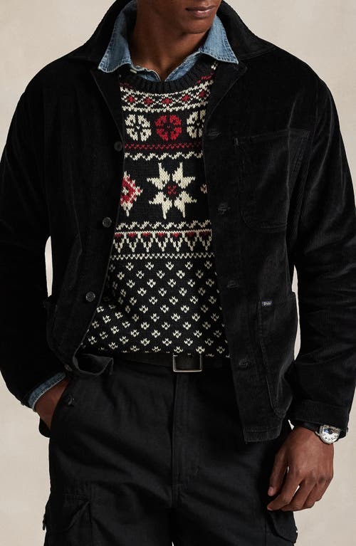 Polo Ralph Lauren Corduroy Utility Overshirt In Black