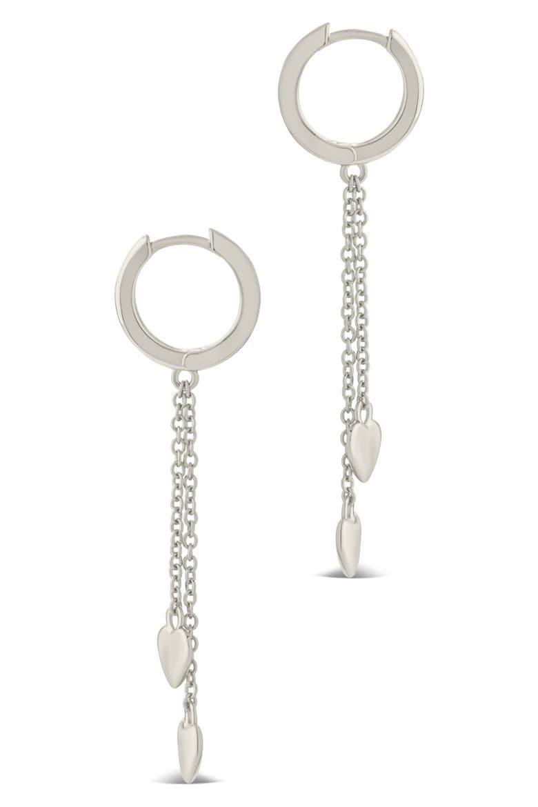 Jolana Heart Drop Huggie Hoop Earrings, Alternate, color, SILVER