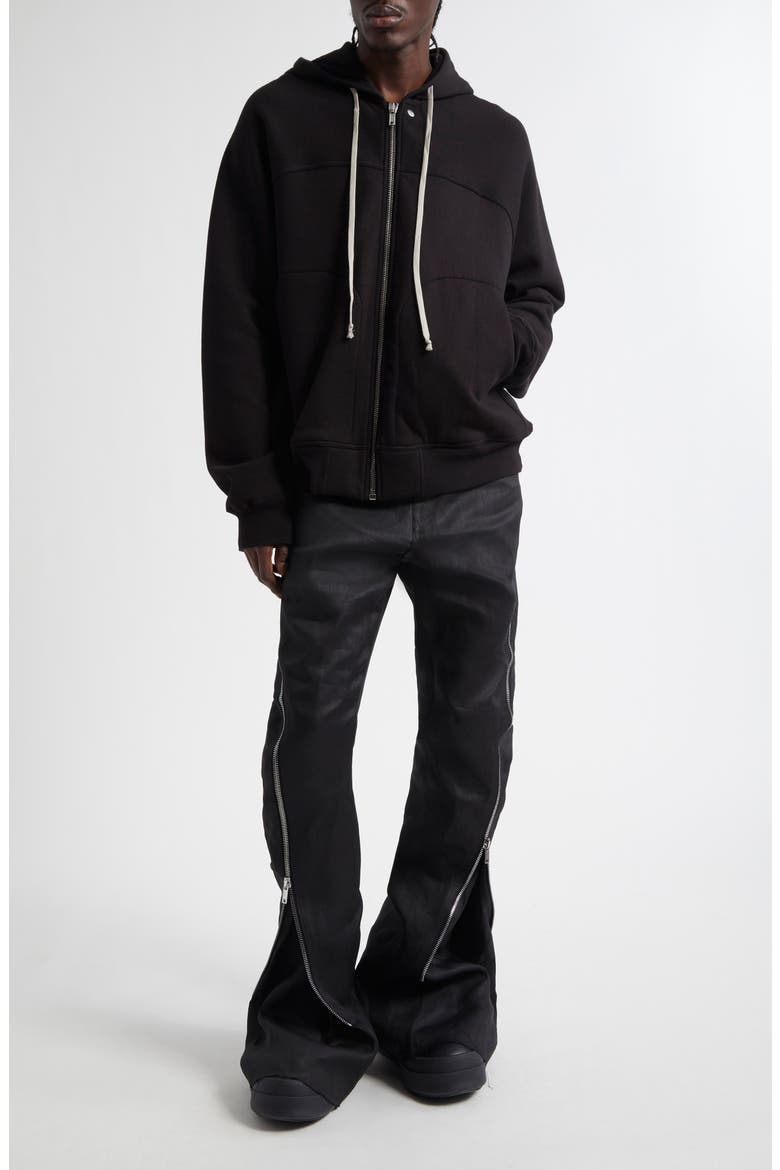 Windbreaker Cotton Zip Hoodie, Alternate, color, BLACK