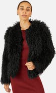 Yumi Fluffy Cropped Faux Fur Coat
