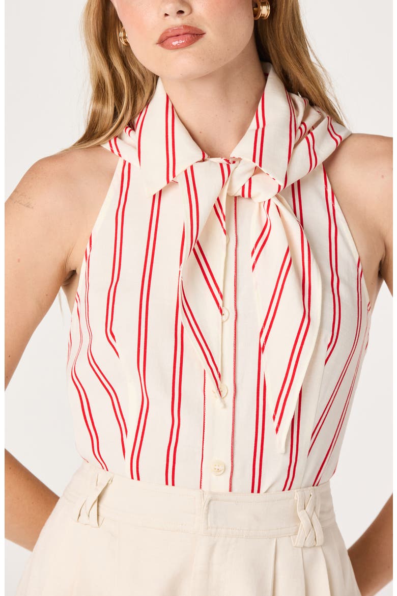 Adrianna Stripe Cotton Halter Top, Alternate, color, RED STRIPE