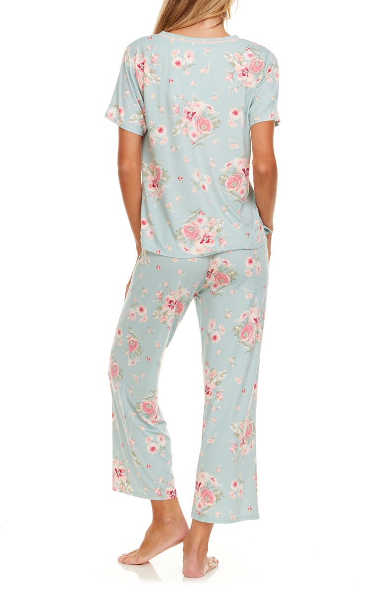 Flora By Flora Nikrooz Nancy Floral Short Sleeve Top & Capri Pants Pajamas, Alternate, color, 