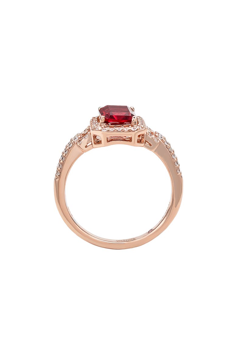 Emerald Cut Halo Ring, Alternate, color, RED