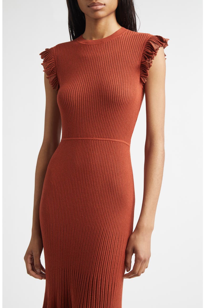 Noelle Metallic Knit Dress, Alternate, color, COPPER
