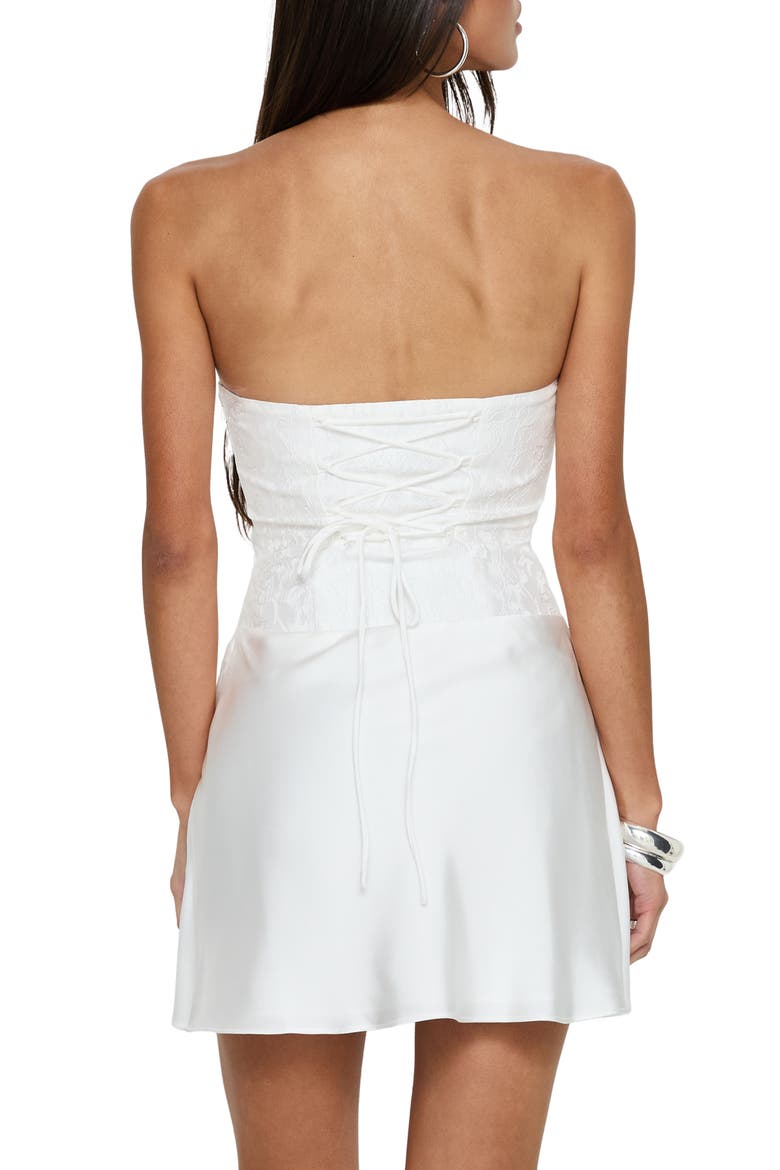 Jenevieve Strapless Drape Minidress, Alternate, color, WHITE