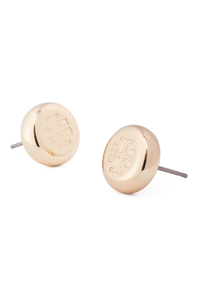 Icon Round Stud Earrings, Alternate, color, LIGHT BRASS