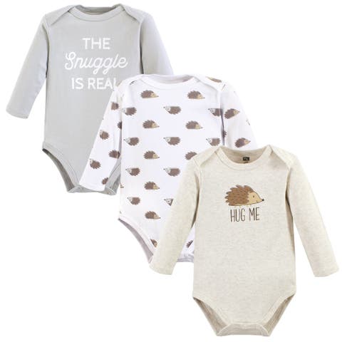 Essential Long-Sleeve Cotton Bodysuit Triple Set