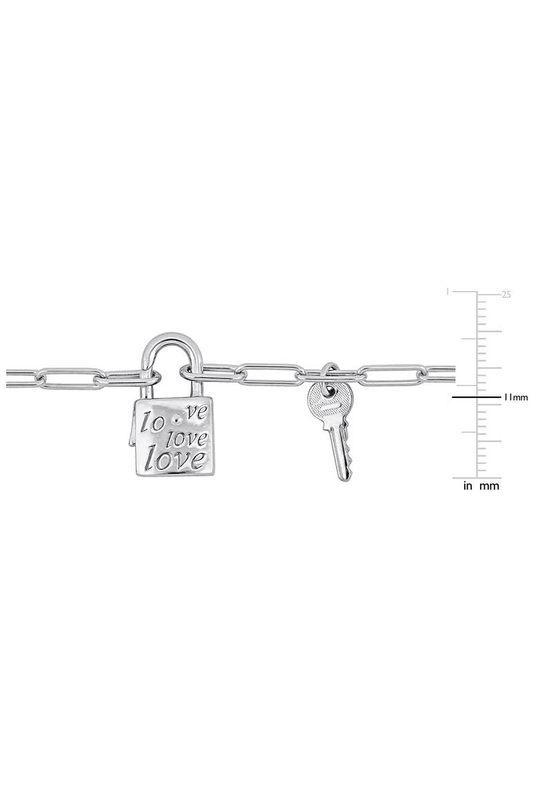 Lock & Key Paperclip Link Necklace, Alternate, color, SILVER