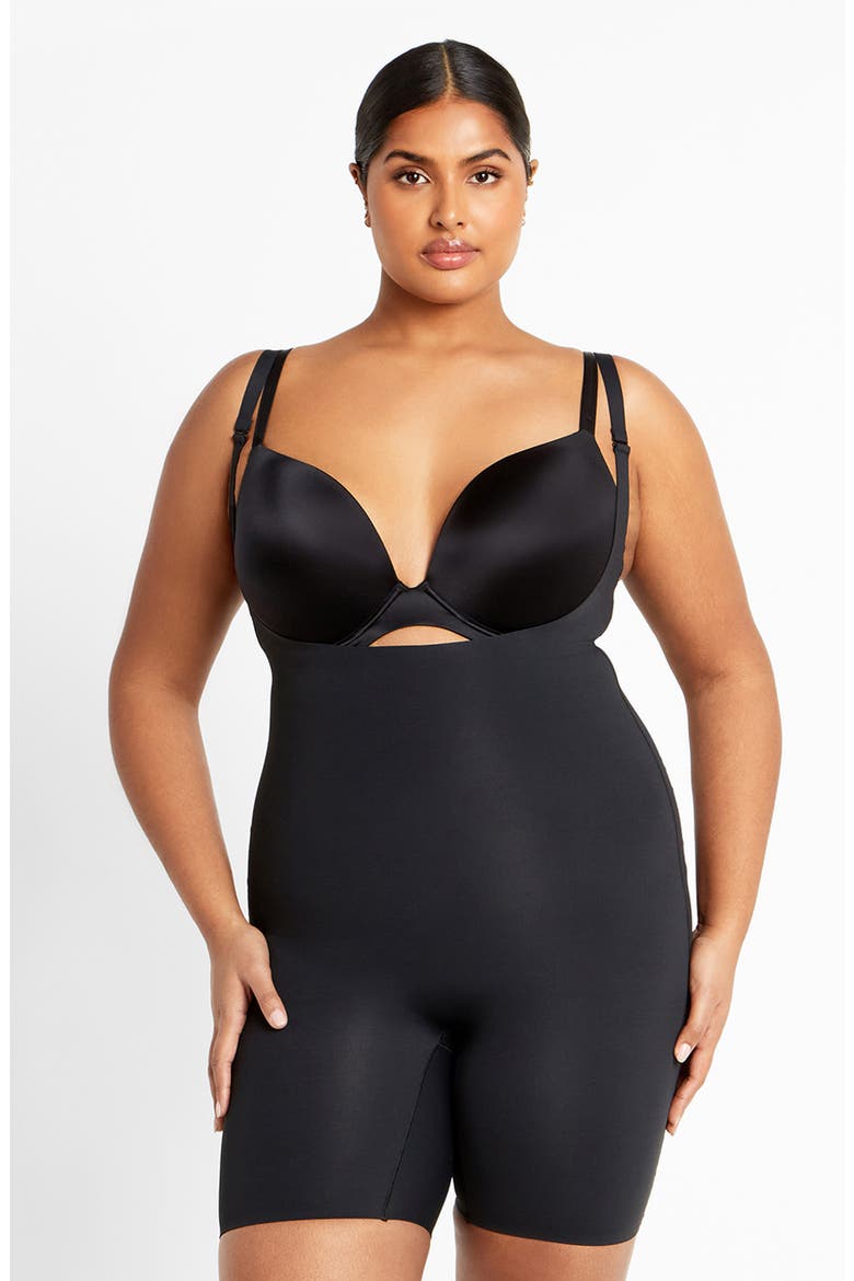 Power Mid Thigh Bodysuit, Alternate, color, BLACK