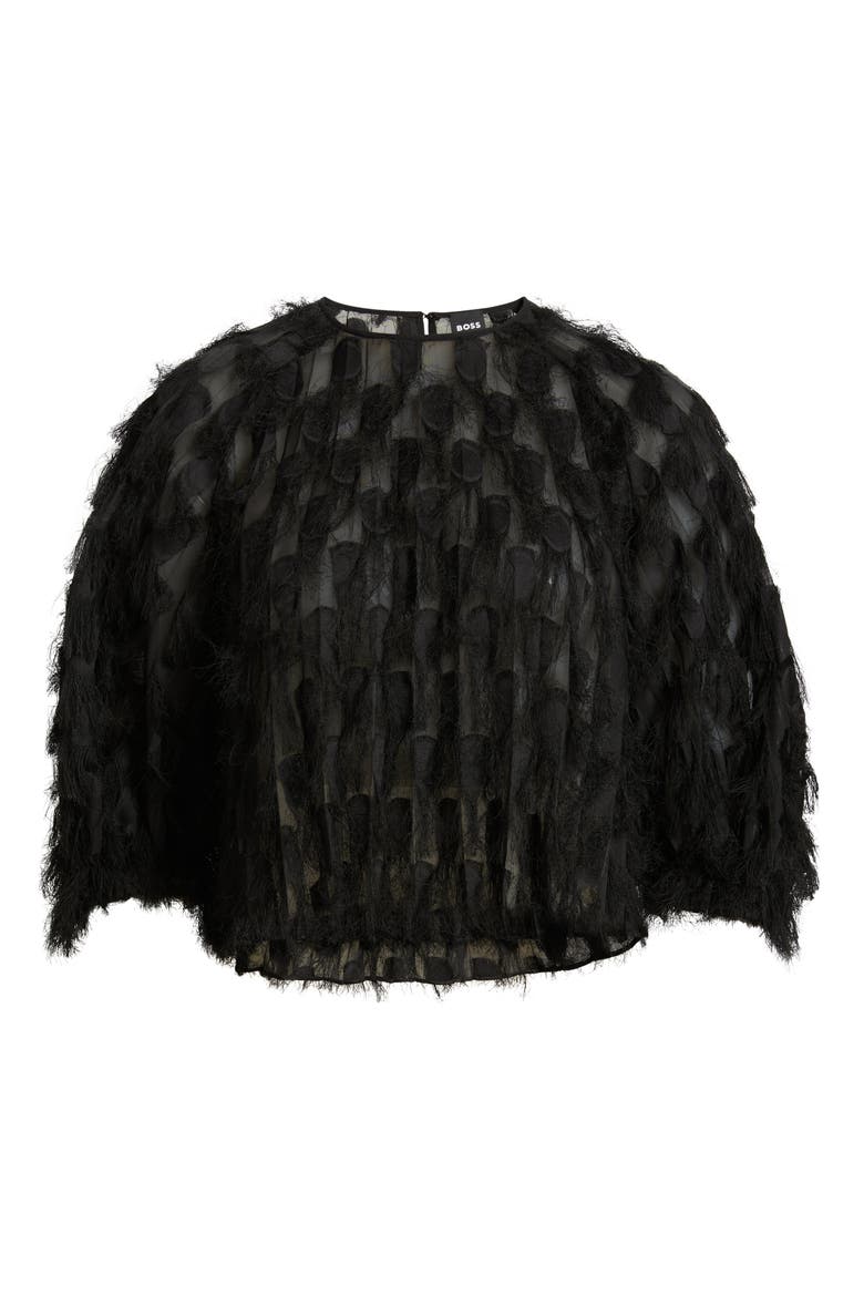 Baima Fray Texture Top, Alternate, color, BLACK