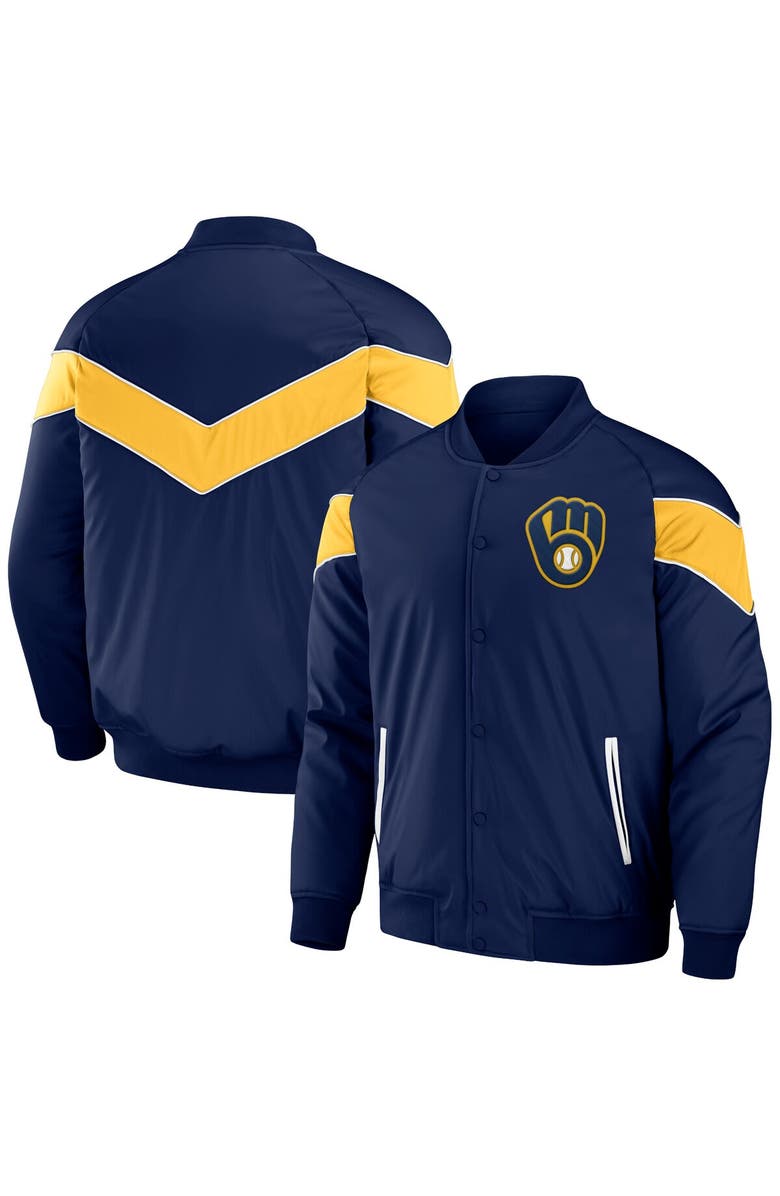 Darius Rucker Collection by Fanatics Men's Darius Rucker Collection by Fanatics Navy Milwaukee Brewers Baseball Raglan Full-Snap Jacket, Alternate, color, Navy