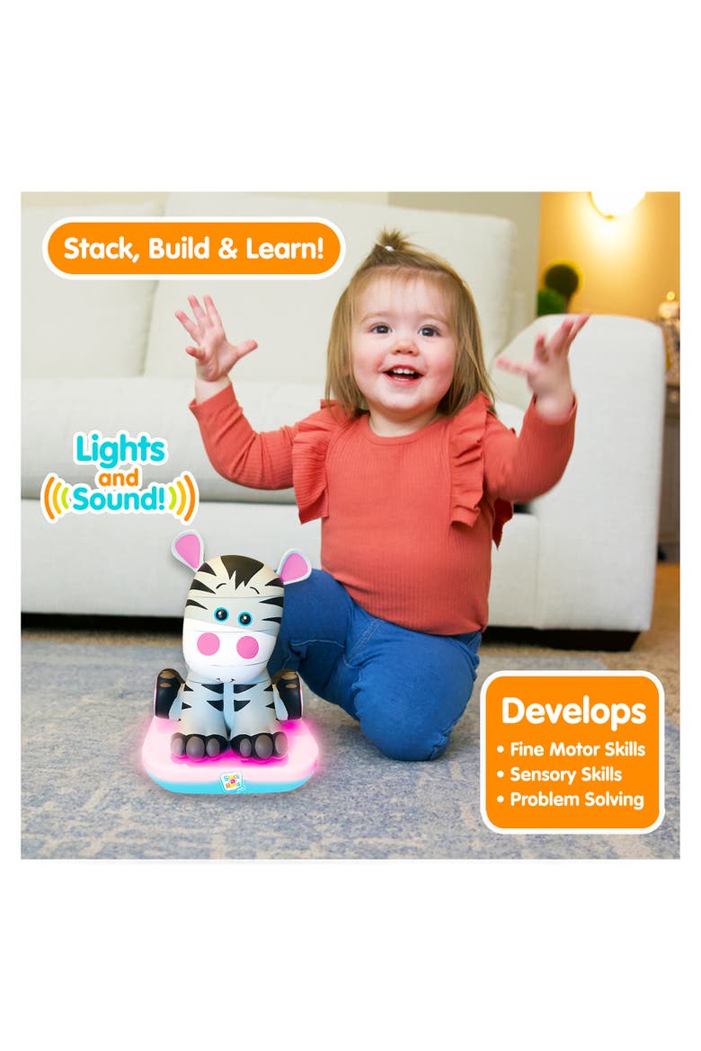 Stackaroos Pals Baby Zebra Lights & Sounds, 5 Piece Stacking Animal Tower, Alternate, color, Multicolored