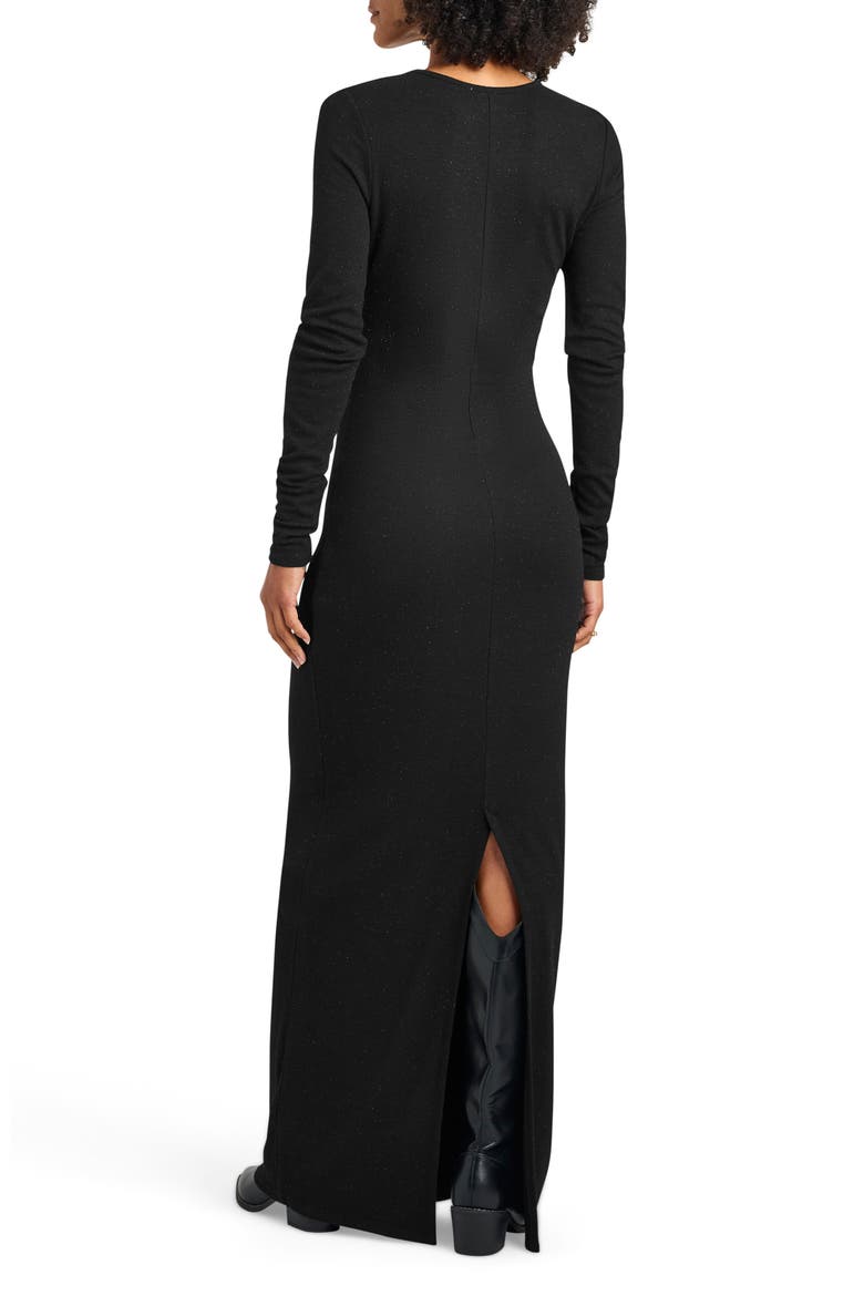 Isabella Shimmer Long Sleeve Maxi Dress, Alternate, color, BLACK