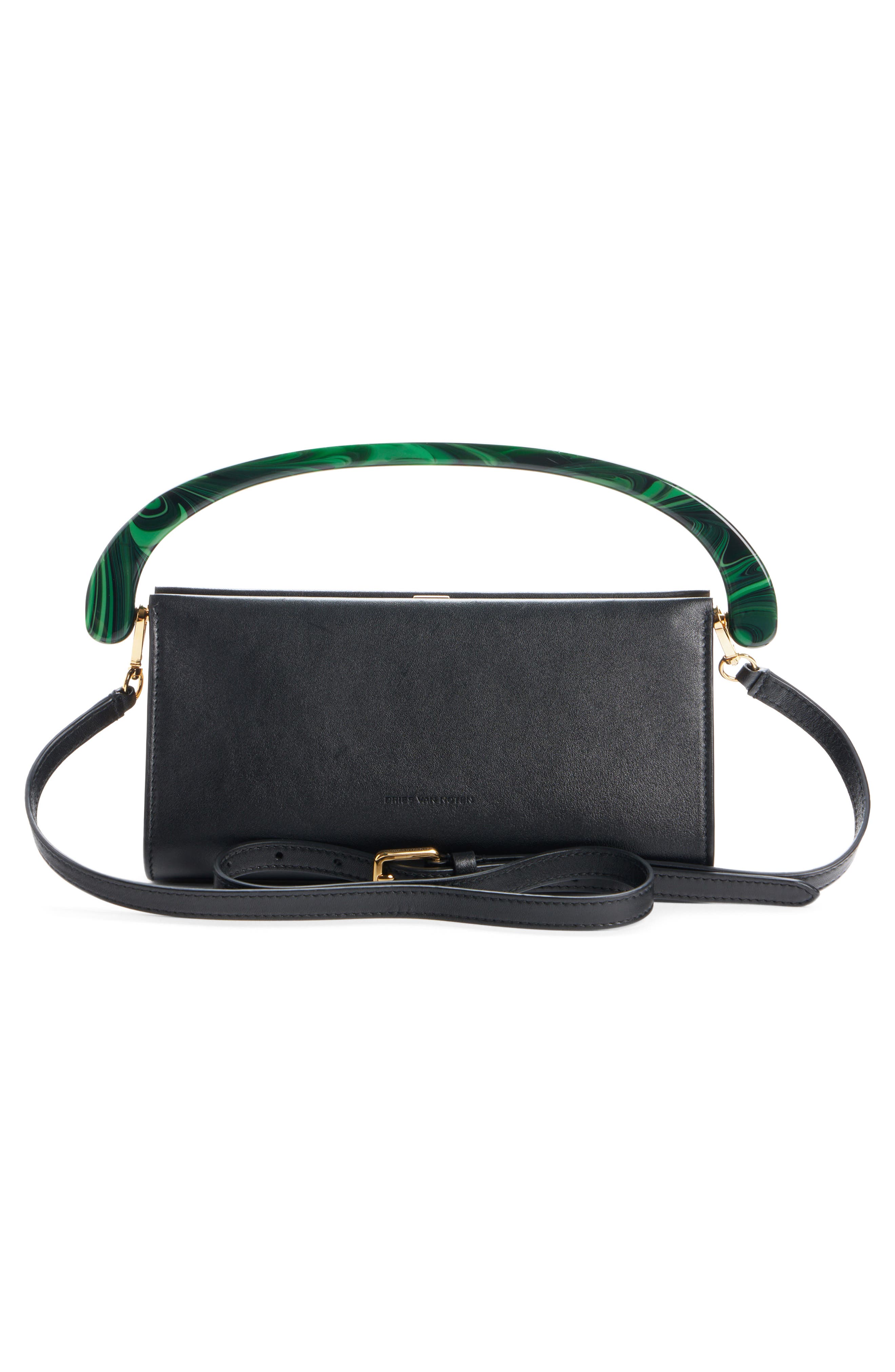 Dries Van Noten Crisp Leather Top Handle Bag, Alternate, color, 900 Black