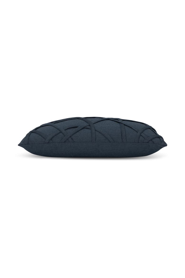 Illusion Handmade dimensional applique Indoor & Outdoor Woven Accent Pillow, Alternate, color, Indigo